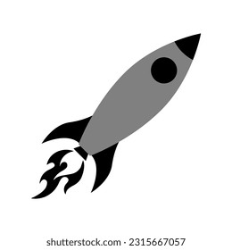 Rocket launches in space flying. rocket icon.