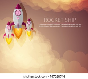 Rocket launches.Vector illustration.  Take-off rockets.