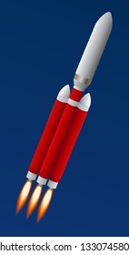 Rocket launching in blue sky graphic vector