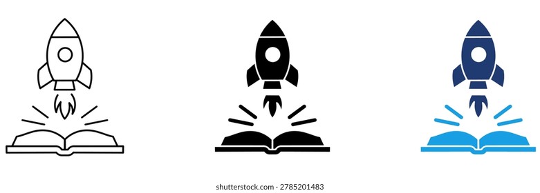 Rocket Launching From Book Icon Collections.