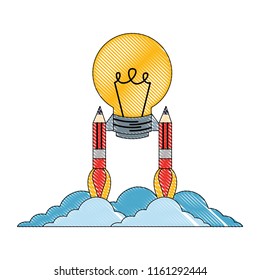 rocket launching bulb pencils business creativity