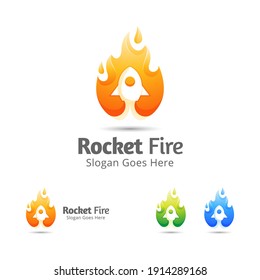 plantilla de diseño de logotipo moderno para lanzamiento y quema de cohetes