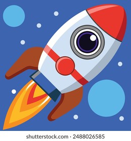 Rocket Launching Cartoon Vector Icon Illustration