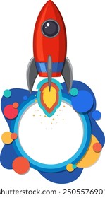 Rocket launching with colorful abstract background