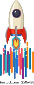 Rocket launching with colorful abstract elements