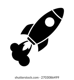 Rocket Launching Icon Symbol of Startup Innovation Success and Speed Vector Illustration