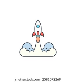 Rocket Launching icon symbol vector illustration isolated on white background