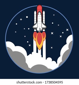 a rocket launching into space