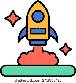 Lançamento de foguetes na Ilustração Espacial