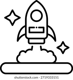 Lanzamiento de cohetes al espacio - Arte de línea