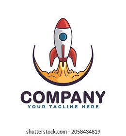 rocket launching minimalist logo template