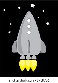 A rocket launching at night