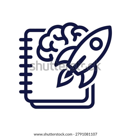 Rocket launching from a notebook with smoke