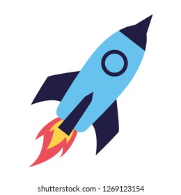 rocket launching on white background