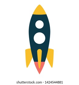 rocket launching on white background vector illustration