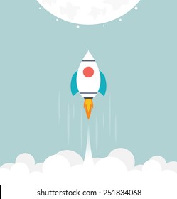 rocket launching over the hot air. concept. Vector illustration