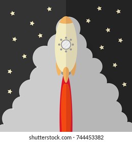 Rocket launching to the sky. Business Startup and Development concept. vector illustration
