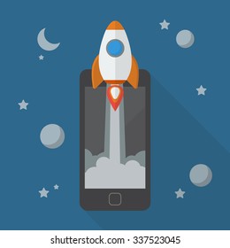 Rocket launching from smartphone. Project start up.
