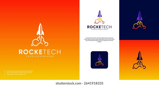 rocket launching , speed symbol , digital network service , vector design illustration.