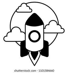 rocket launching startup sky cartoon