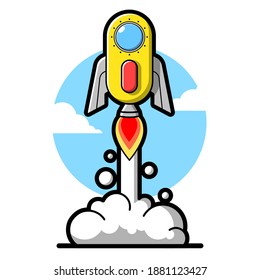 Rocket Launching Type C Icon Sticker Cartoon