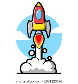 Rocket Launching Type D Icon Sticker Cartoon