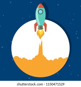 Rocket launch.Rocket ship.rocket vector, illustration concept of business launch product on a market.