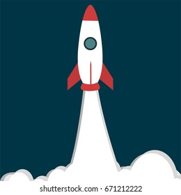 Rocket launch.Rocket ship.rocket vector, illustration concept of business launch product on a market.