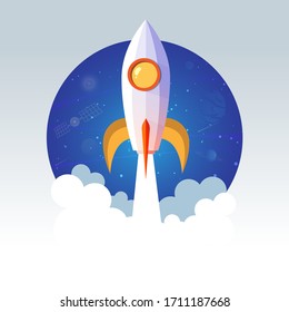 Rocket launch,ship icon vector, illustration concept of business product on a market.