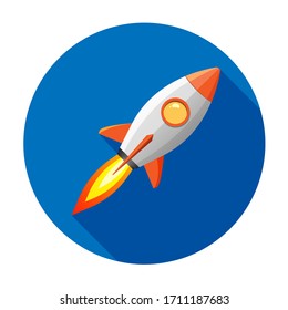 Lanzamiento de cohetes, vectores de icono de barco, concepto de ilustración de producto de negocios en un mercado.
