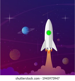 Rocket launch,ship icon vector, illustration.
