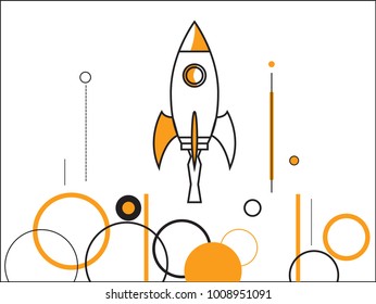 Rocket launch,ship. startup business