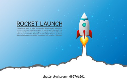 Rocket launch,ship.vector EPS10, Symbol of business startup and growth. illustration concept of business product on a market.