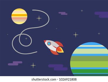 Rocket launch,ship.vector, illustration concept of business product on a market.