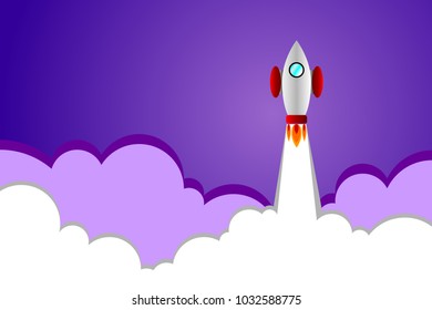 Rocket launch,ship.vector, illustration concept of business product on a market.