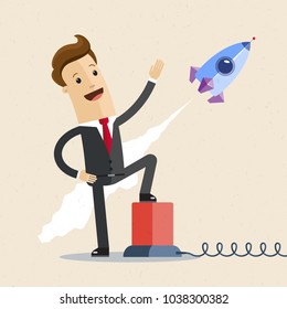 Rocket launch,ship.vector, illustration concept of business product on a market.