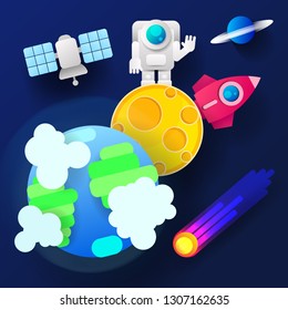 Rocket Launch,ship.vector, Illustration Concept Of Business Product On A Market.