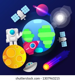 Rocket Launch,ship.vector, Illustration Concept Of Business Product On A Market.