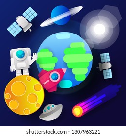 Rocket Launch,ship.vector, Illustration Concept Of Business Product On A Market.
