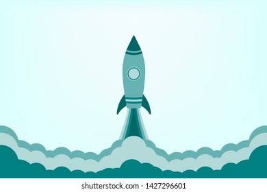 Rocket launch,ship.vector, illustration concept of business product on a market.