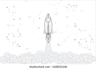 Rocket launch,ship.vector, illustration concept of business product on a market.can be used for landing pages, templates, UI, web, mobile applications, posters, banners, leaflets.