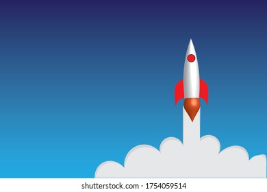 Rocket launch,ship.vector, illustration concept of business product on a market.