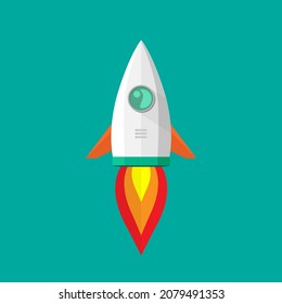 Rocket launch,ship.vector, illustration concept of business product on a market.