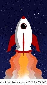 Rocket launch,ship.vector, illustration concept of business product on a market