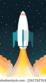 Rocket launch,ship.vector, illustration concept of business product on a market