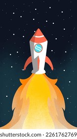 Rocket launch,ship.vector, illustration concept of business product on a market