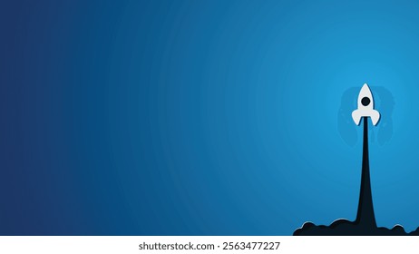 Rocket launch,ship.vector, illustration concept of business product on a market.