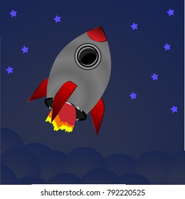 Rocket launch,ship.vector, illustration concept of business product on a market.