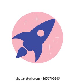 Rocket launch,ship.vector,icon illustration concept of business product on a market