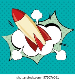 rocket laung bubble speech pop art design